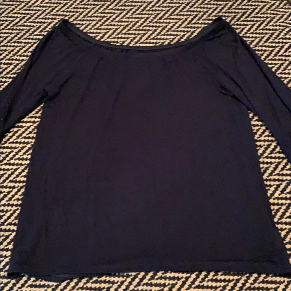 A navy long sleeve shirt